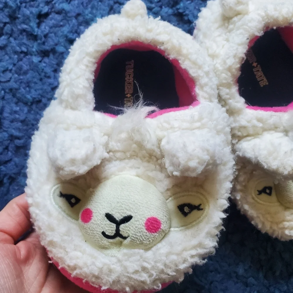 Tucker + Tate Sheep White and Pink Kids Slippers Size 10M